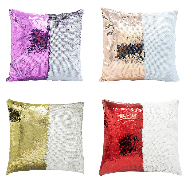 Pillow Cover Sublimation - 5pcs 40*40CM Flip-on sequin throw pillow
